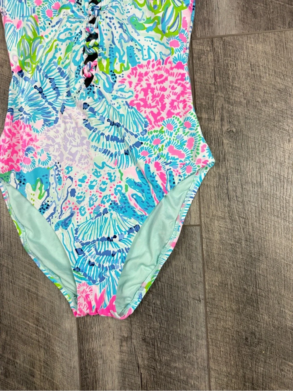 Lilly‎ Pulitzer Teal Lattice One Piece Swimsuit